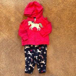 Carter’s Pink Unicorn Girls Sweatshirt and Leggings Size 3 months
